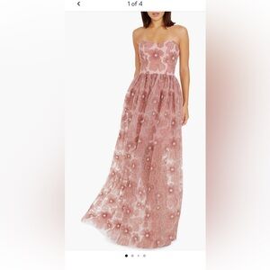 Dress the Population Strapless Floral Gown in Pink